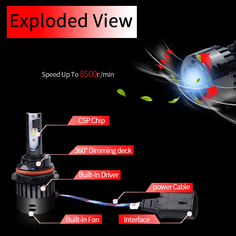 2 шт. Led H7 H4 H15 CSP Автомобильные фары комплект 12 в 60 Вт 6000 К 6000лм Hi/lo луч Anto лампы HB4/9006 9005 D2 9004 9007 H13 Canbus