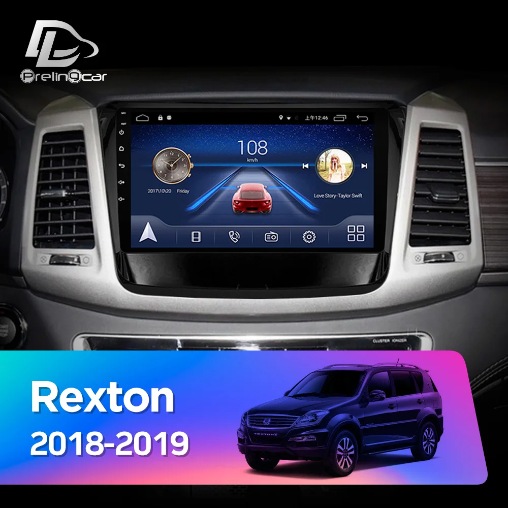 Prelingcar Android 9.0 For Rexton 2018 2019 Car Radio Multimedia Video Player GPS Navigation NO DVD 2 Din Octa-Core DSP 2.5D IPS