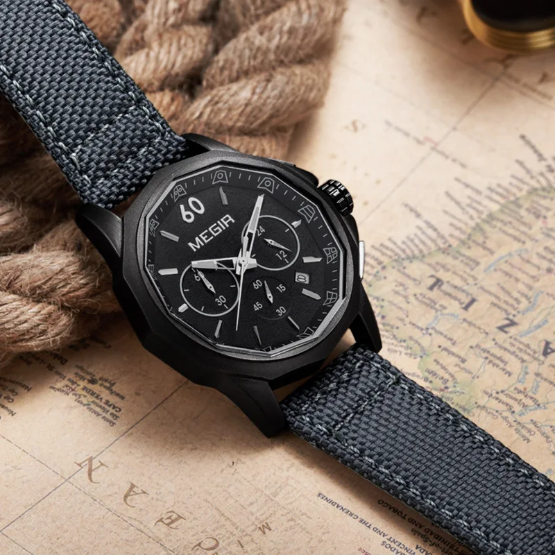 

[Fashion Natural Detox Gainer Multi-functional Calendar Waterproof Woven Belt Gentleman Quartz Men's Watch] Model: 2033G
