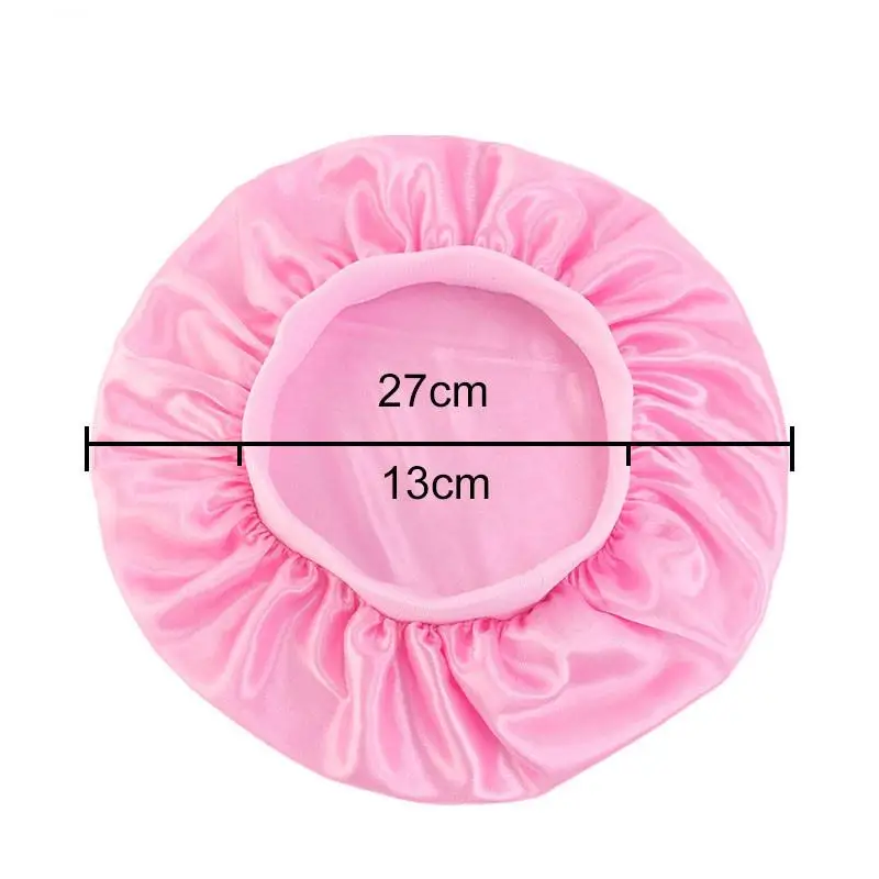 Kids Satin Bonnet Cap Solid Color Turban Chemo Hat Girl's Wide Elastic Band Solid Night Sleep Beanies Skullies Chemo Cap Fashion