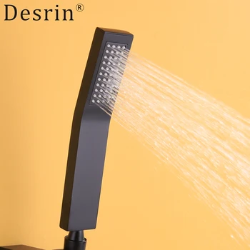 

Desrin Factory Direct Simple Design Brass Matte Black Finished Square HandHeld Shower Head Bathroom Faucet Accessories Products