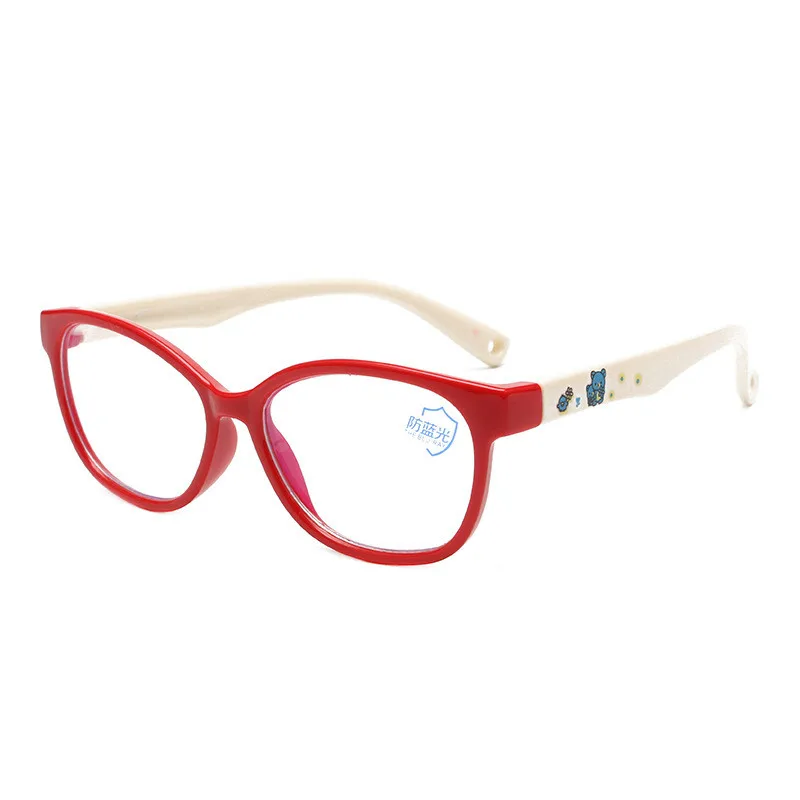 Elbru Anti-blue Light Plain Kid Glasses Boys&girls Soft Silicone Glasses Frame Goggle Computer Eyeglasses With Rope Hole