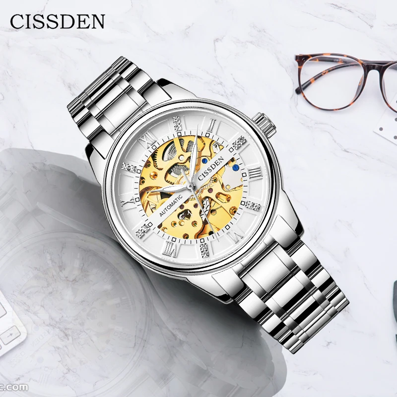 

2022 CISSDEN Men's Automatic Luxury Tourbillon Watches Men Waterproof Skeleton Clock Mechanical WristWatch Relogio Masculino