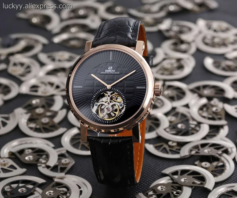 43 мм известный бренд полые Tourbillon автоматические механические мужские часы из нержавеющей стали чехол из розового золота Мужские наручные часы A82 - Цвет: 04