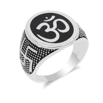 

925 Sterling Silver Arabic Muslim Allah Ring Religious Symbol Buddhism Lucky Jewelry For Men Women Cross Ring