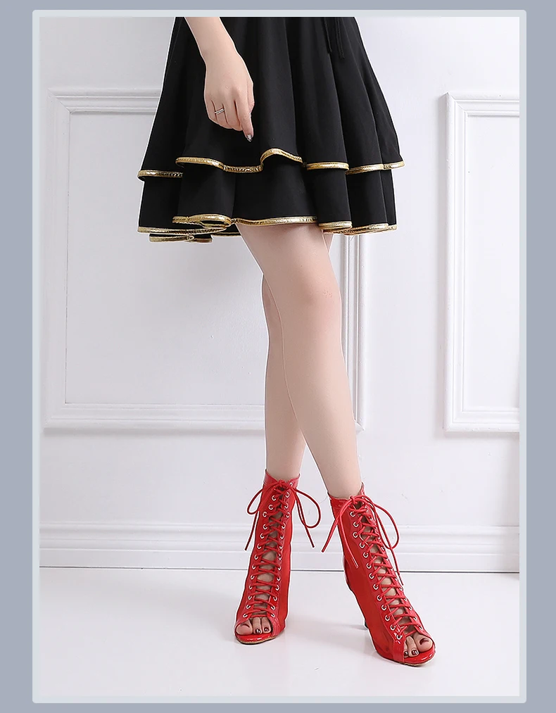 Women Dance Boots For Ladies High Heel Flannel Ballroom Modern Dance Shoes Black  Gilrs Soft Sole Bachata Salsa Dancing Shoes