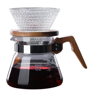 

600ML Coffee Kettle Strawberry Glass Coffee Dripper and Pot Set for Coffee Filter Heatproof Coffee Pot Cup Coffee Funnel