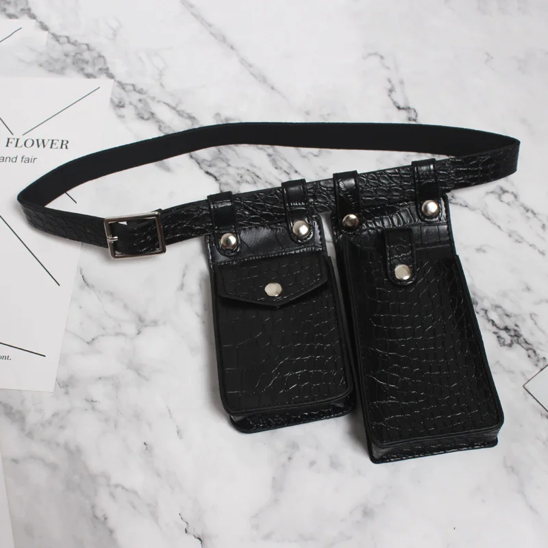 Black-Alligator DIINOVIVO, поясная сумка из кожи аллигатора, Женская поясная сумка, черная поясная сумка, кошелек, поясная сумка, женская сумка под змеиную кожу, чехол для телефона, WHDV1342 - Цвет: Black-Alligator