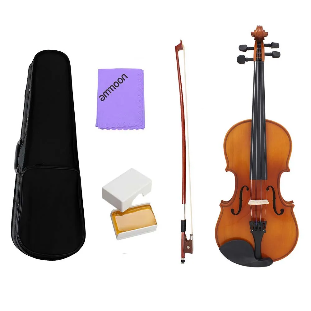 

Hot New 4/4 Full Size Natural Acoustic Solid Wood Spruce Flame Maple Veneer Violin Fiddle for Beginner Student Performer