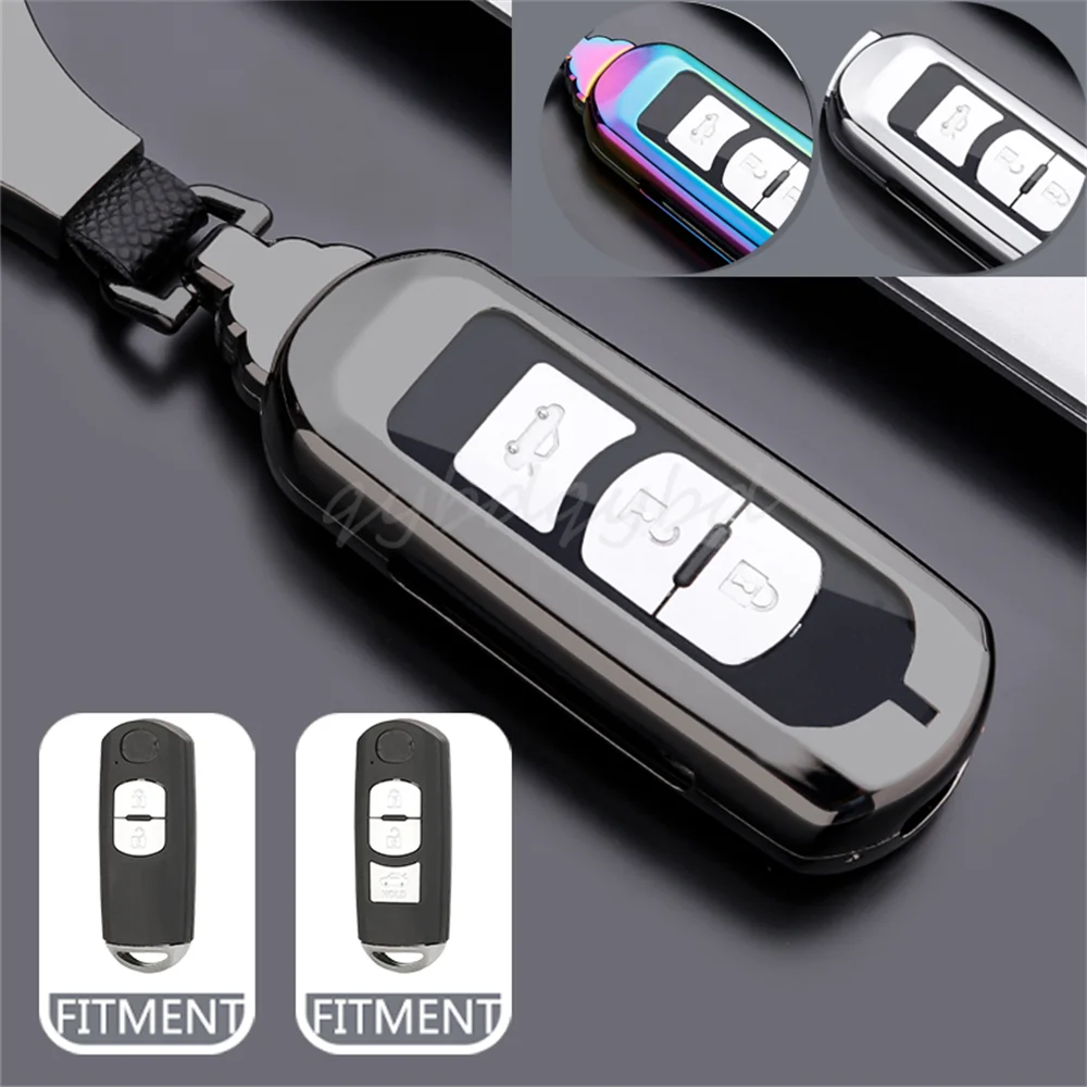 

For Mazda 2 3 5 6 CX-3 CX-5 CX-7 CX-9 Metal+TPU Remote Start Car Key Fob Case Cover Protector Holder Auto Accessories Shell