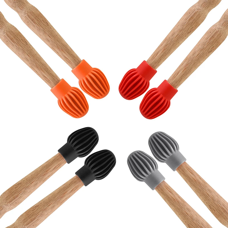 1set Silicone Drum Stick Head Rubber Sleeve Drumstick Mute Damper Drum