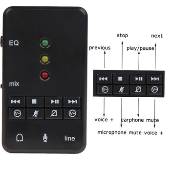 

3D Audio Adapter for Tablet PC Desktop USB 1.1/2.0 External EQ Sound Card 7.1 Channel Headset Microphone