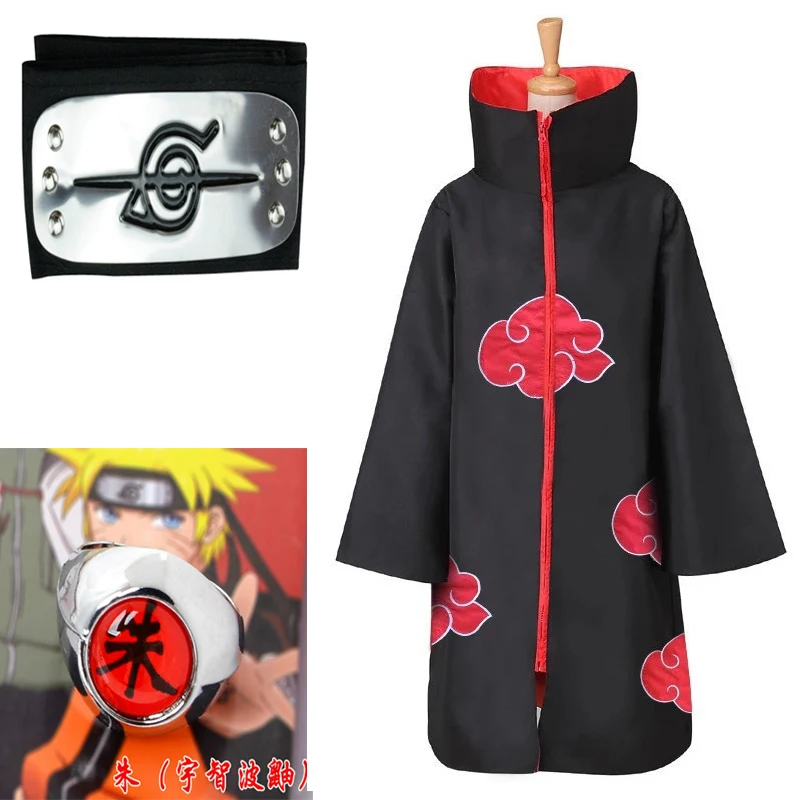 Anime Naruto Akatsuki Itachi Uchiha Cloak Cosplay Costume Unisex Shinobi Set