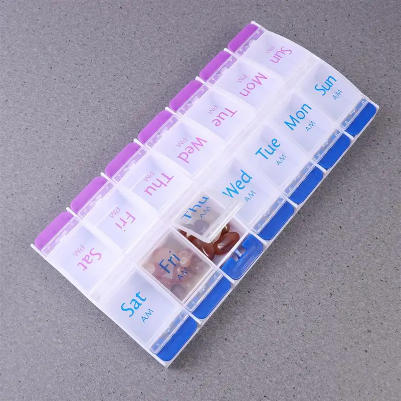 Портативный Еженедельный контейнер для таблеток двухрядный органайзер