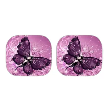 

2-piece Car Windshield Sun Shade Purple Blue Butterfly Design Blocks UV Rays Visor Protector Sunshade To Keep Your Vehicle Cool