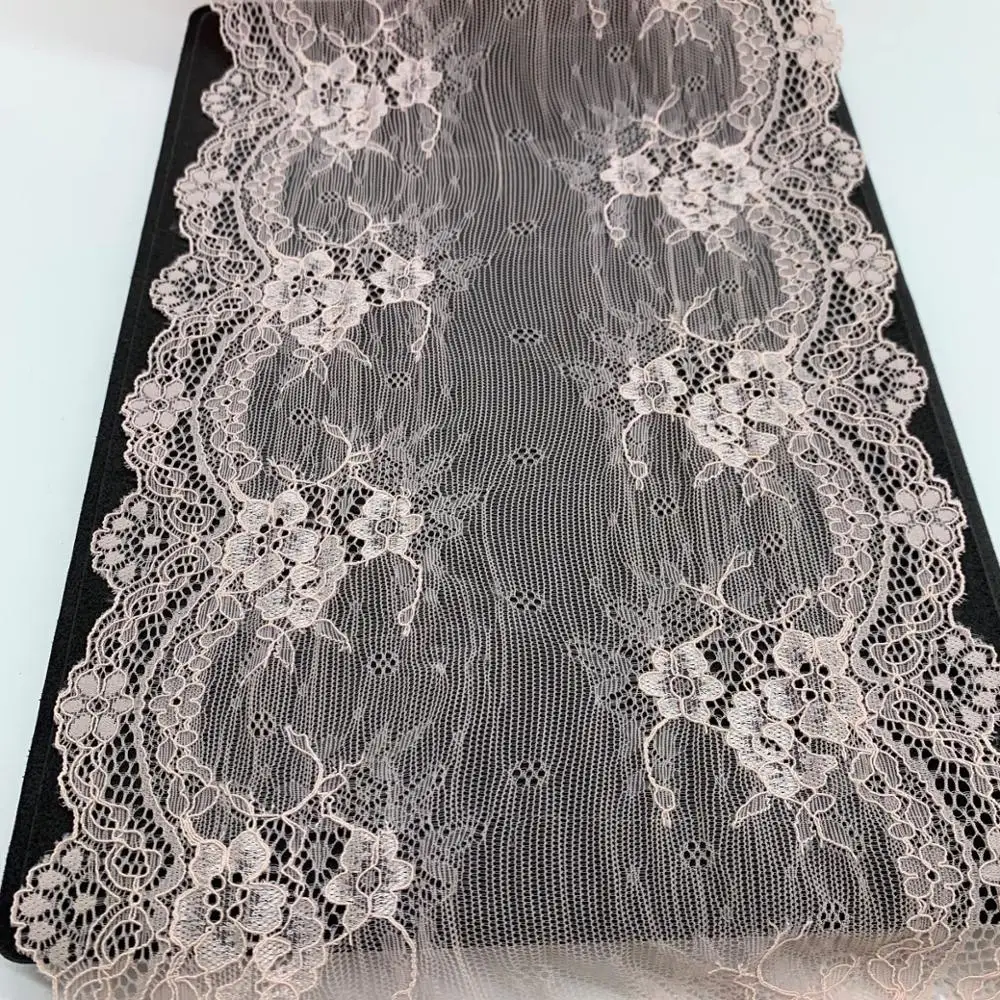 3y/lot Width 17.50cm Floral Stretch Lace Trims Pink For Clothing Accessories Dress Sewing Applique Costume Lace Fabrics Bra 1