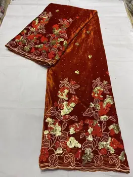 

Latest French Nigerian Net Lace,African Velvet Tulle Mesh Sequence Lace Fabric beads High Quality For Wedding Dress 5Yards