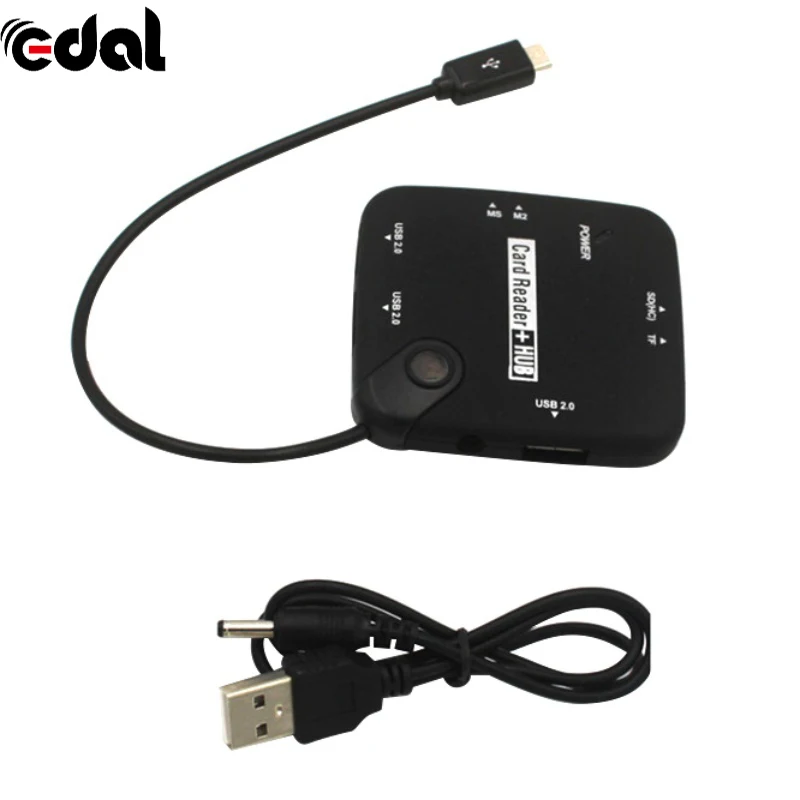 3 Port OTG USB 2.0 Powered Adapter Hub Memory Stick Micro Card Reader Computer Cables Connectors |