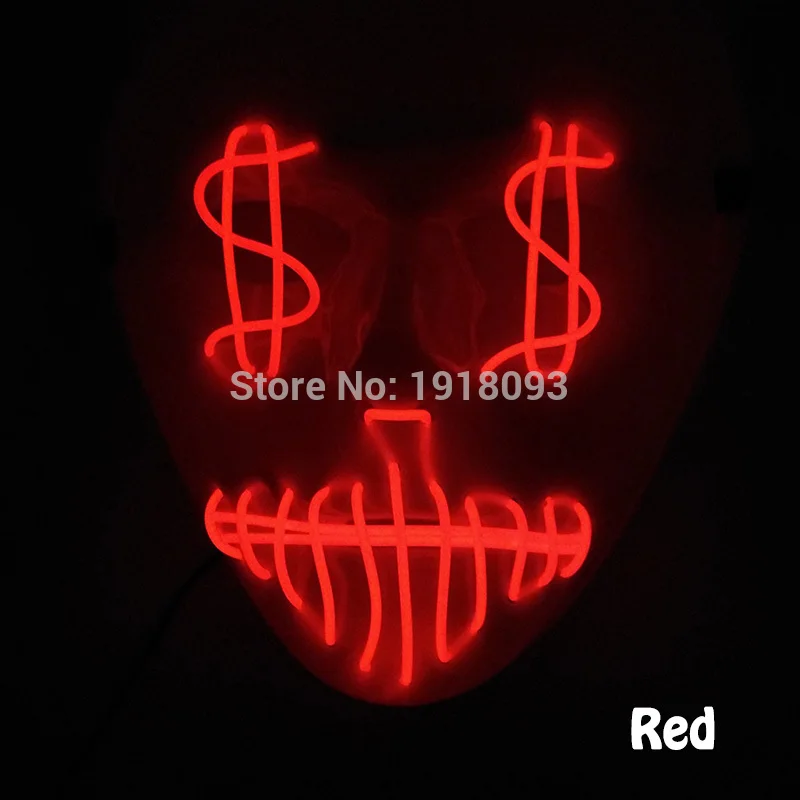 mask 21 30 стилей, лидер продаж, EL холодный светильник, маска, светодиодный светильник, светящаяся маска с 3 в, устойчивый на инверторе, для Хэллоуина, вечерние, рождественские принадлежности - Цвет: mask 21