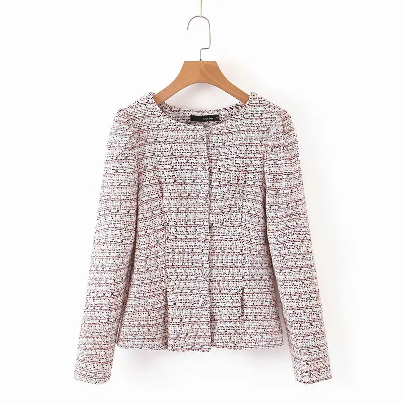 

Europe And America WOMEN'S Dress 2019 Autumn New Style Crew Neck Colored Thread Woolen Waist Hugging Suit Women's A8os9126