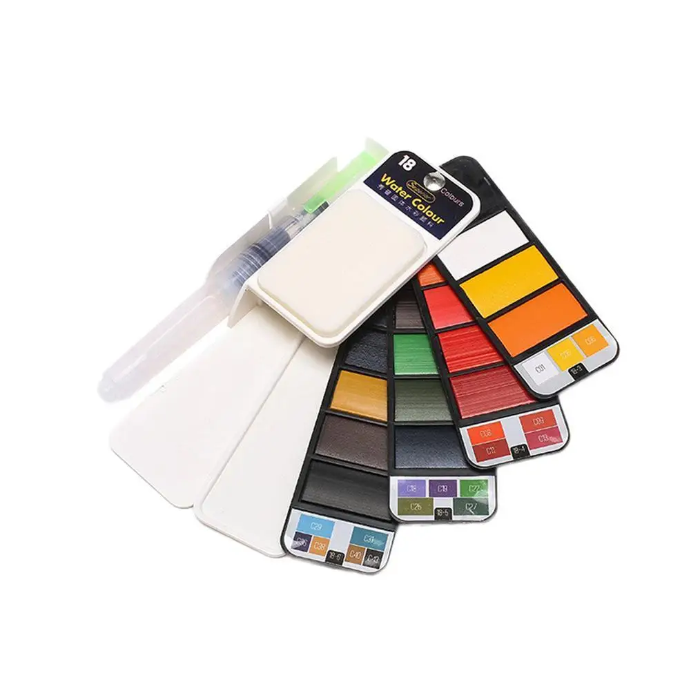 

Fan-shaped Collapsible 42 Colors Solid Powder Watercolor Pigment Aquarela Watercolor Set Painting Water Paint Colors For Dr E9L3