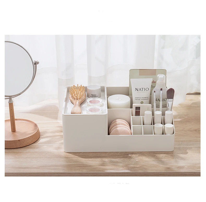 

Nachuan Wholesale with tray large capacity desktop finishing box Simple multi-story stationery sundries cosmetic storage box