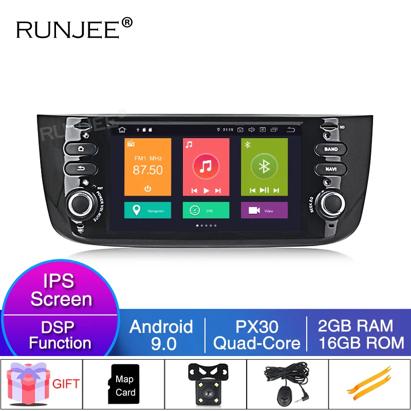 RUNJEE PX6 4 Гб 64 ГБ Android 9 Автомобильный gps мультимедийный плеер для Fiat Grande Punto Linea 2012 2013 автомобильный Радио Аудио стерео - Цвет: 16G Model
