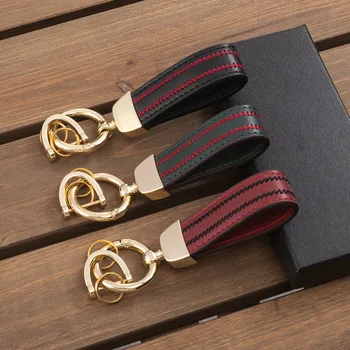 

New Products Cowhide Car Key Ring WOMEN'S Bag Pendant Car Key Fob Embroidery Element Genuine Leather yao chi quan kou