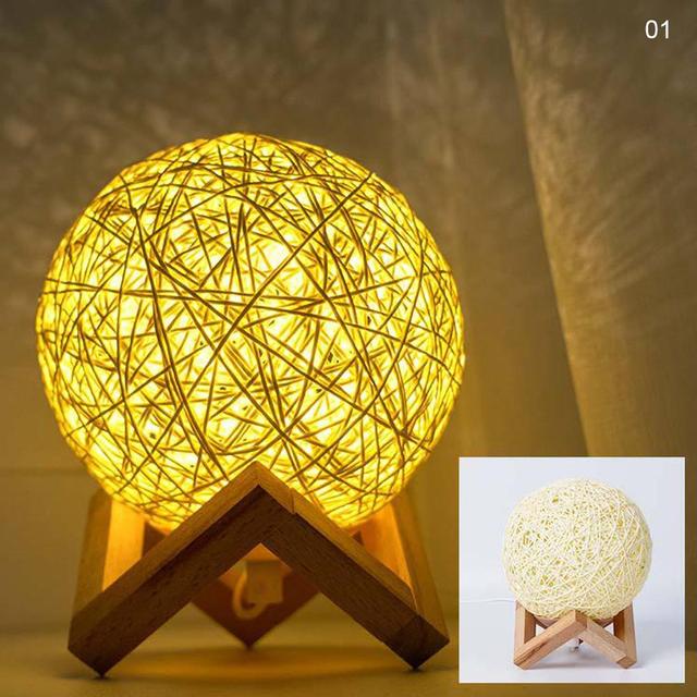 4Colors LED Cotton String Ball Lamp Christmas Birthday Gifts Light Home Decor Ball Lamp 15cm Moon Light