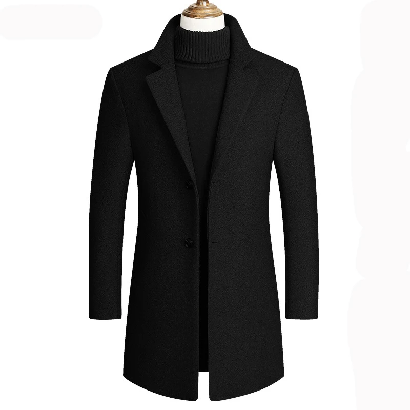 9001 black NEESKENS мужская куртка из шерсти пальто Sigle-breasted однотонное тонкое мужское шерстяное пальто с воротником осеннее зимнее пальто Модный Дизайн Тренч мужской 4XL - Цвет: 9001 black