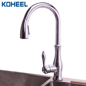 

Kitchen Sink Faucet Pull Down&up Nickle Brush Chrome Finish Double Sprayer 360 Degree Hot&Cold Water Tap Mixer