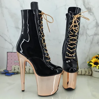 

Leecabe Champagne platform with Black patent upper 20CM Pole Dance shoes