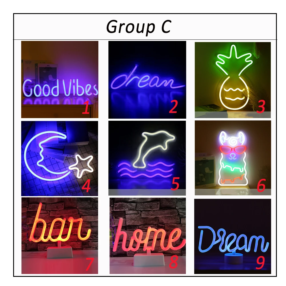 Неоновый светодиодный светильник 45 стилей питание от USB Рождественская елка