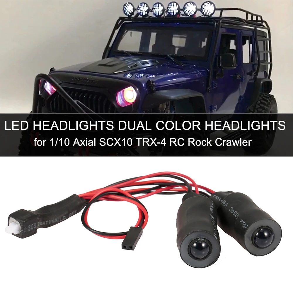 

2019 New LED Headlights Angel Eyes Dual Color Headlights for 1/10 RC Rock Crawler Axial SCX10 RC4WD Traxxas TRX-4 Cars