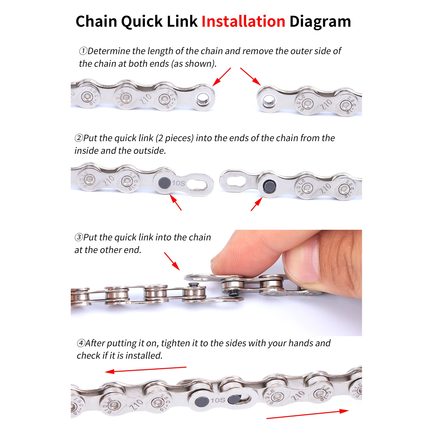 Excellent 5 Pair Bike Chain Quick Link Mountain Bicycle Bike Chain Missing Quick Connector Connecting Master Link for 6 7 8 9 10 11 Speed 5