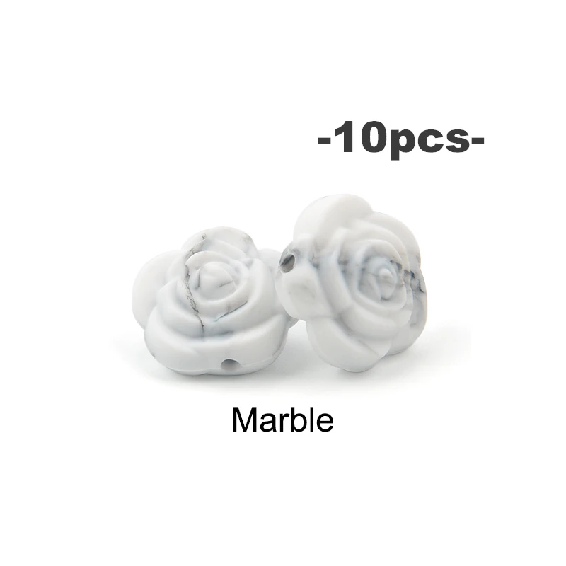 Elegant Rose Flower Silicone Bead Set for DIY Jewelry and Crafts (10 pcs)
