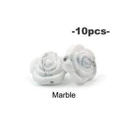 Elegant Rose Flower Silicone Bead Set for DIY Jewelry and Crafts (10 pcs) (Marble)