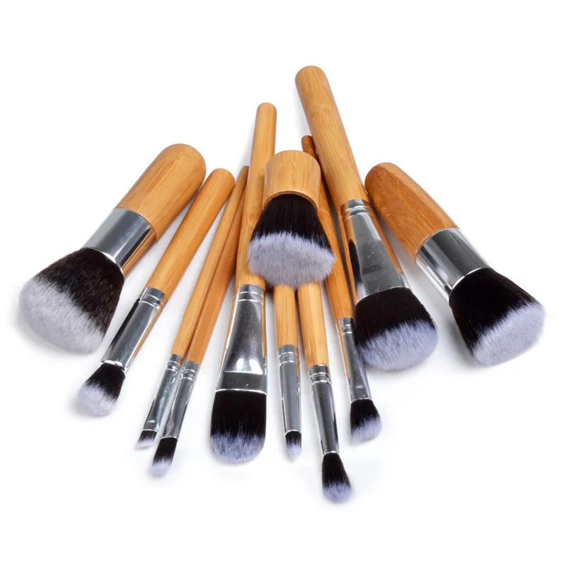Выдувная 11 бамбуковая ручка пеньковый мешок косметическая кисть многофункциональная 11 бамбуковая ручка косметический набор кистей