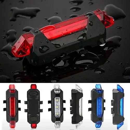 

New 5 LEDs USB Rechargeable Cycling Bike Bicycle Rear Safety Tail Warning Light