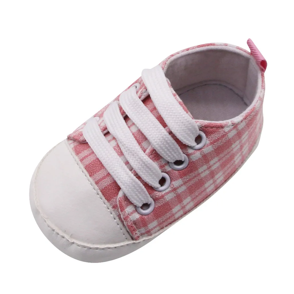 Повседневная парусиновая обувь для новорожденных девочек и мальчиков, с мягкой подошвой, на шнуровке, модная летняя обувь для маленьких мальчиков 1 год - Color: Pink