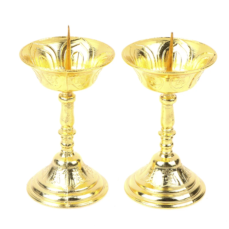2pcs/set Metal Votive Candlestick Lotus Retro Candle Holders for Daily Pray FT 