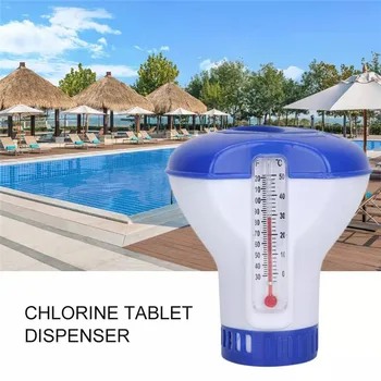 

5 Inch Swimming Pool Floating Chemical Chlorine Dispenser with Thermometer Disinfection Automatic Applicator Pump