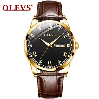 

OLEVS men's watch, top luxury leather waterproof 30 meters fashion business quartz watch, men's gifts relogio masculino