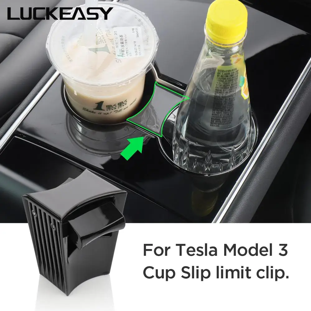 Skup LUCKEASY car water cup slot slip limit klip dla Tesla model 3 2017 2019 ABS uchwyt na kubek samochodowy ogranicznik