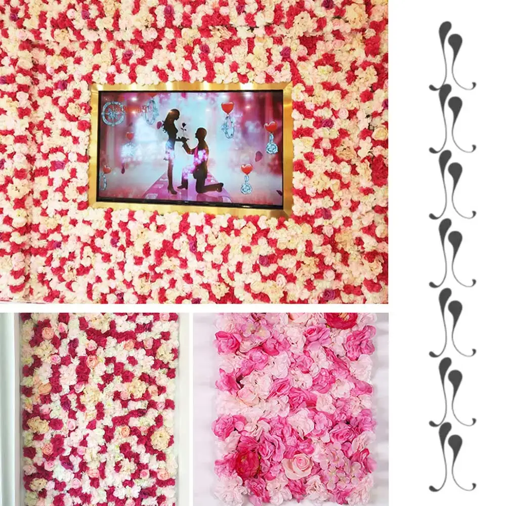 Модные пластиковые свадебные украшения искусственные розы моделирование гортензии ковер ряд цветов искусственные цветочные стеновые панели