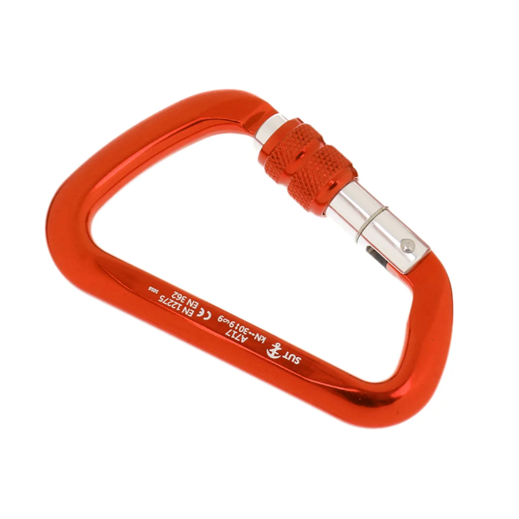 30KN Aluminum Alloy D Carabiner Screw Lock Hook for Rock Climbing Caving Rescue Camping Hiking Climbing Accessories