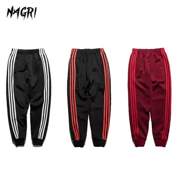 

NAGRI Men Sweatpants Joggers Casual Pants Loose Sportswear Hip Pop Trousers Fitness Ankle Gyms Side Striped 2020 Summer New
