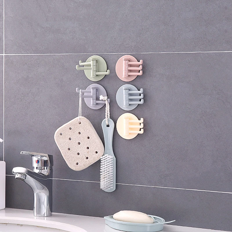 Новые творческие бесшовный Кожзам 3 филиала вращающийся крюк кухня ванна стена домашний Душ крючки для ванной держатель кухонные принадлежности