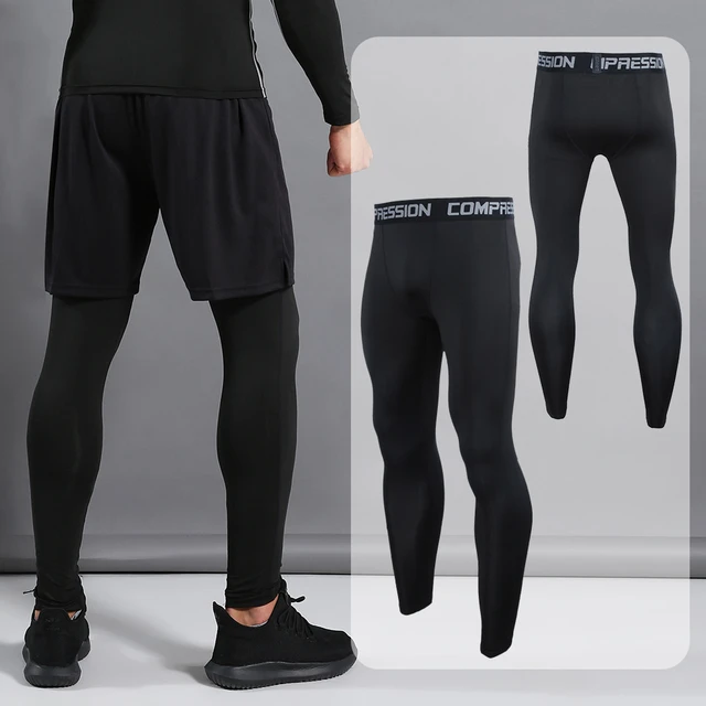 Pantalones de compresión para hombre, mallas deportivas para correr,  entrenamiento, gimnasio - AliExpress