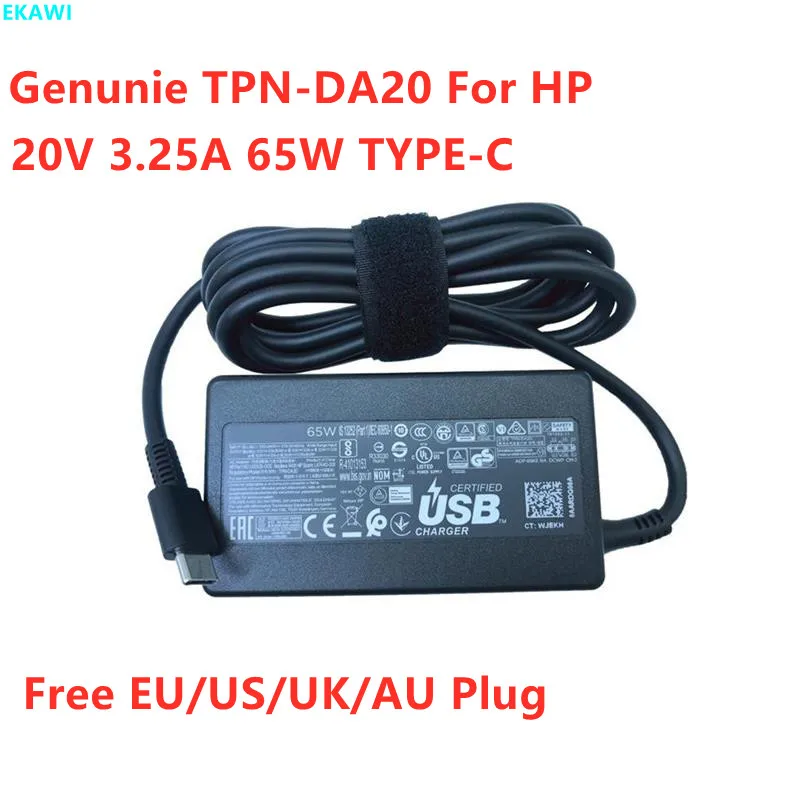 Genuine TPN-DA20 65W 20V 3.25A TYPE-C TPN-CA21 TPN-HA01 AC Adapter For HP L65505-003 L67440-001 USB Laptop Charger Power Supply |